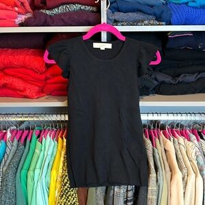 Loft black sleeveless ruffle crew neck sweater size XS​